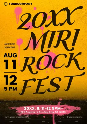 Yellow Bold Rock Event Poster