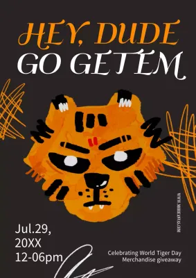 Orange Trendy Tiger Promotion Poster