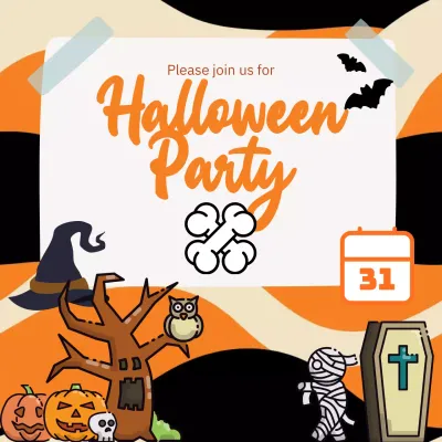 orange Halloween party invitation