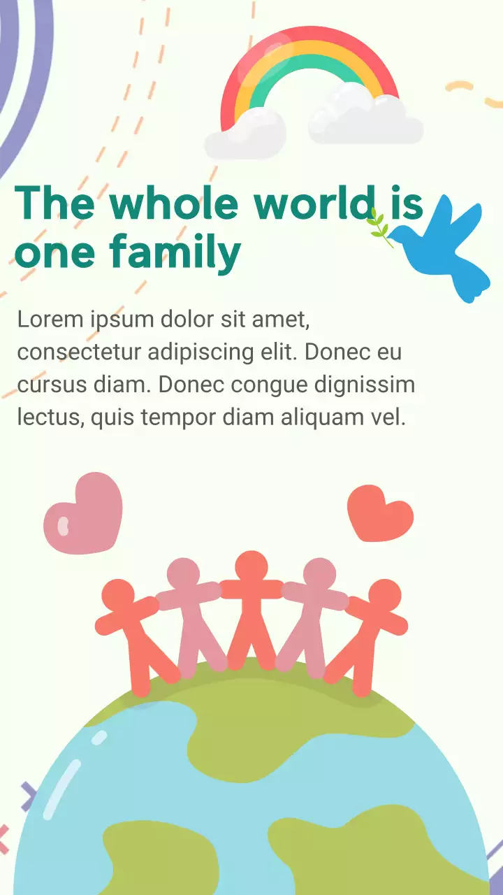 World peace poster with earth and people holding hand