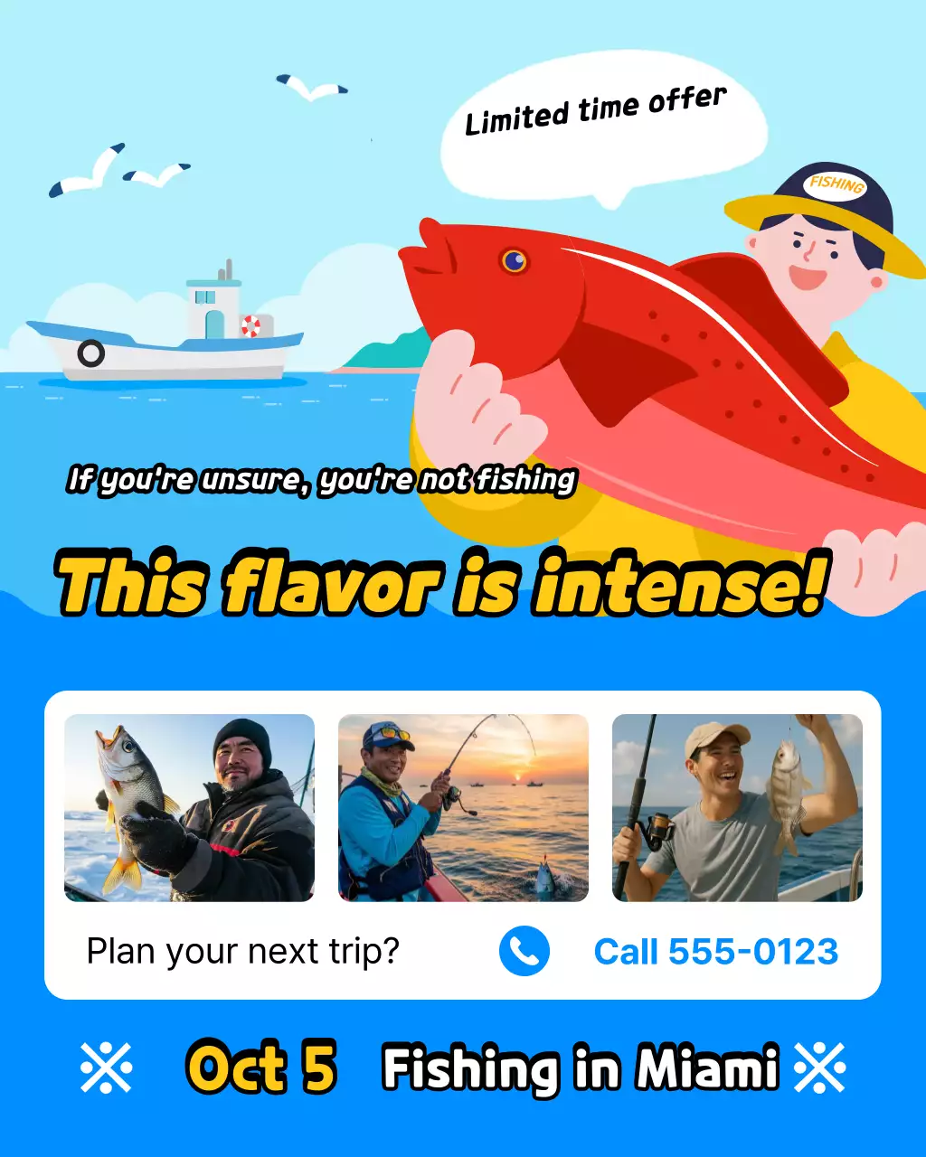 Sky blue cute fishing promotion