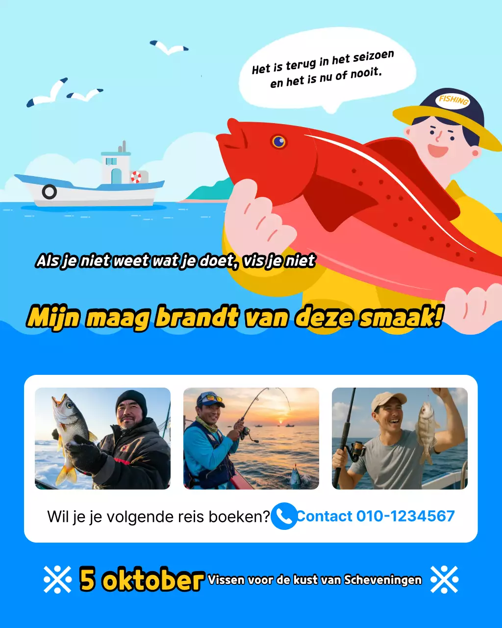 Hemelsblauwe schattige vispromotie