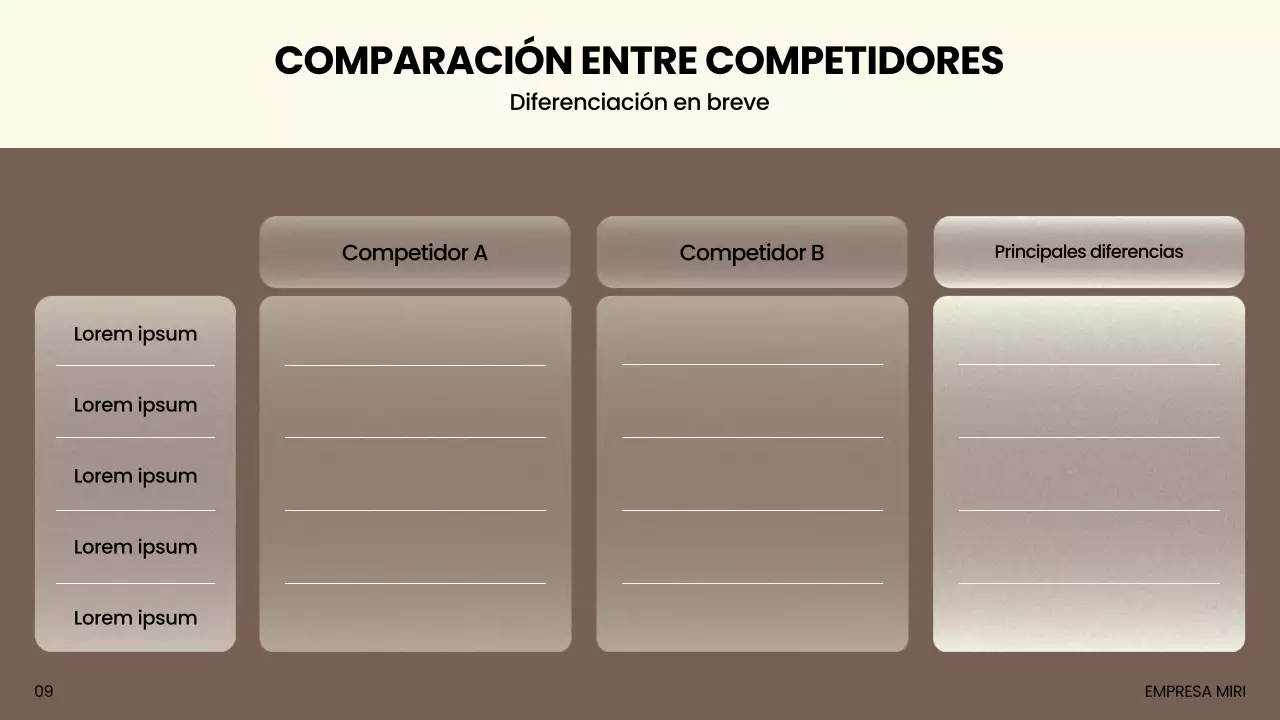 Presentación de marketing moderna en beige