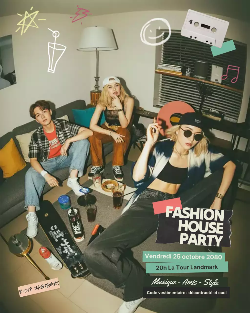 Invitation à une fête tendance beige