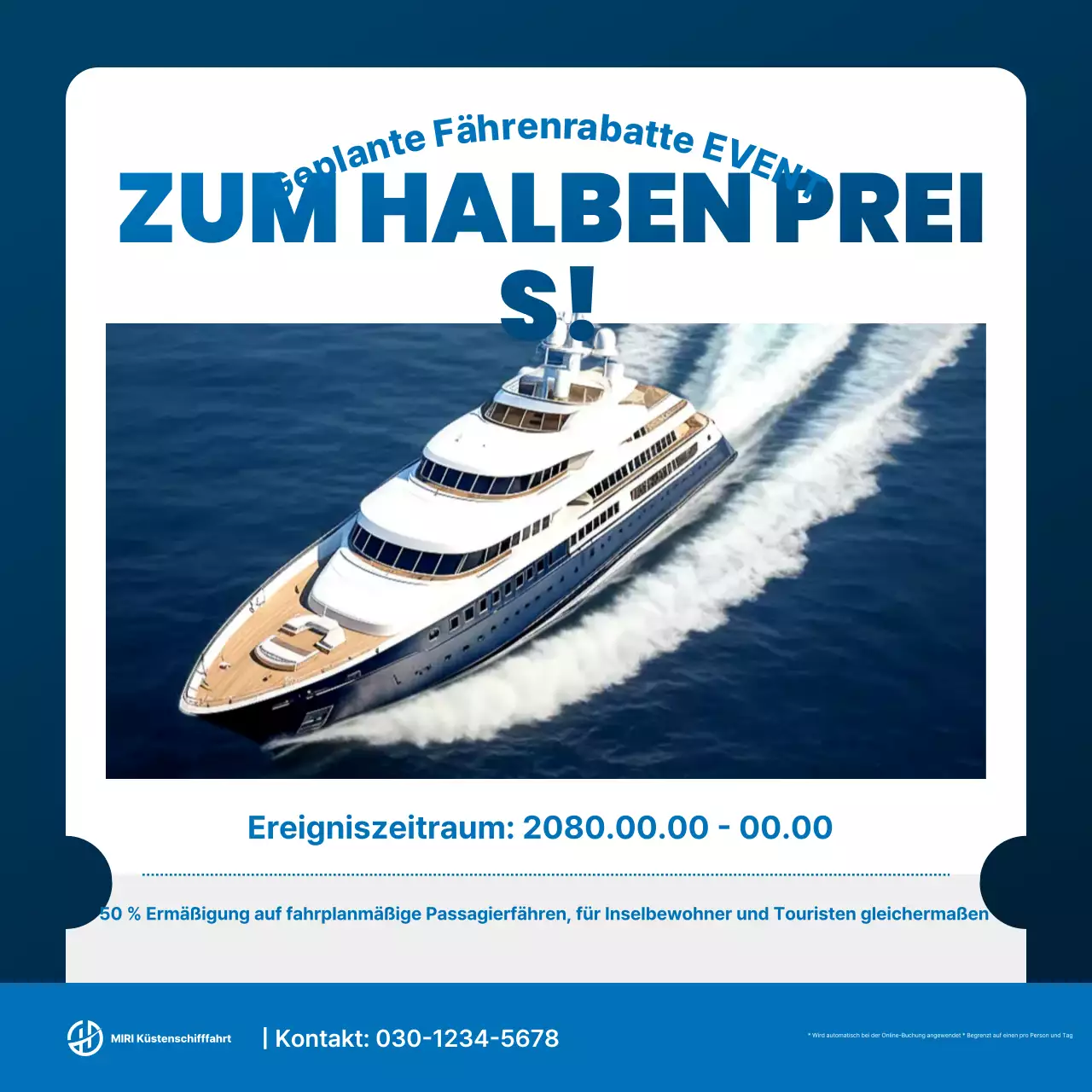Blaues modernes Passagierschiff-Event