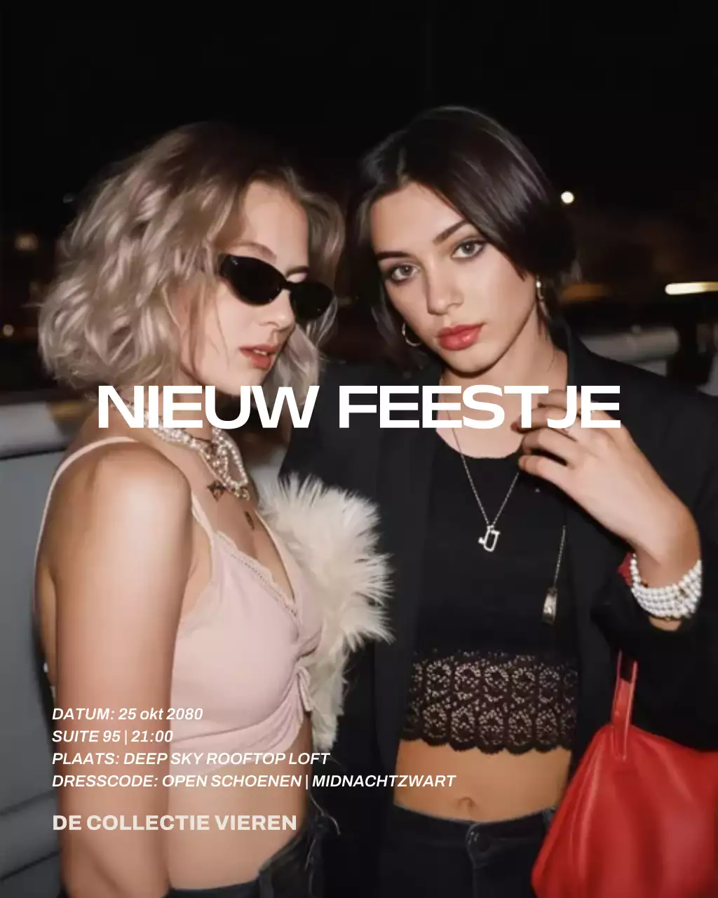 Zwarte trendy mode-uitnodiging