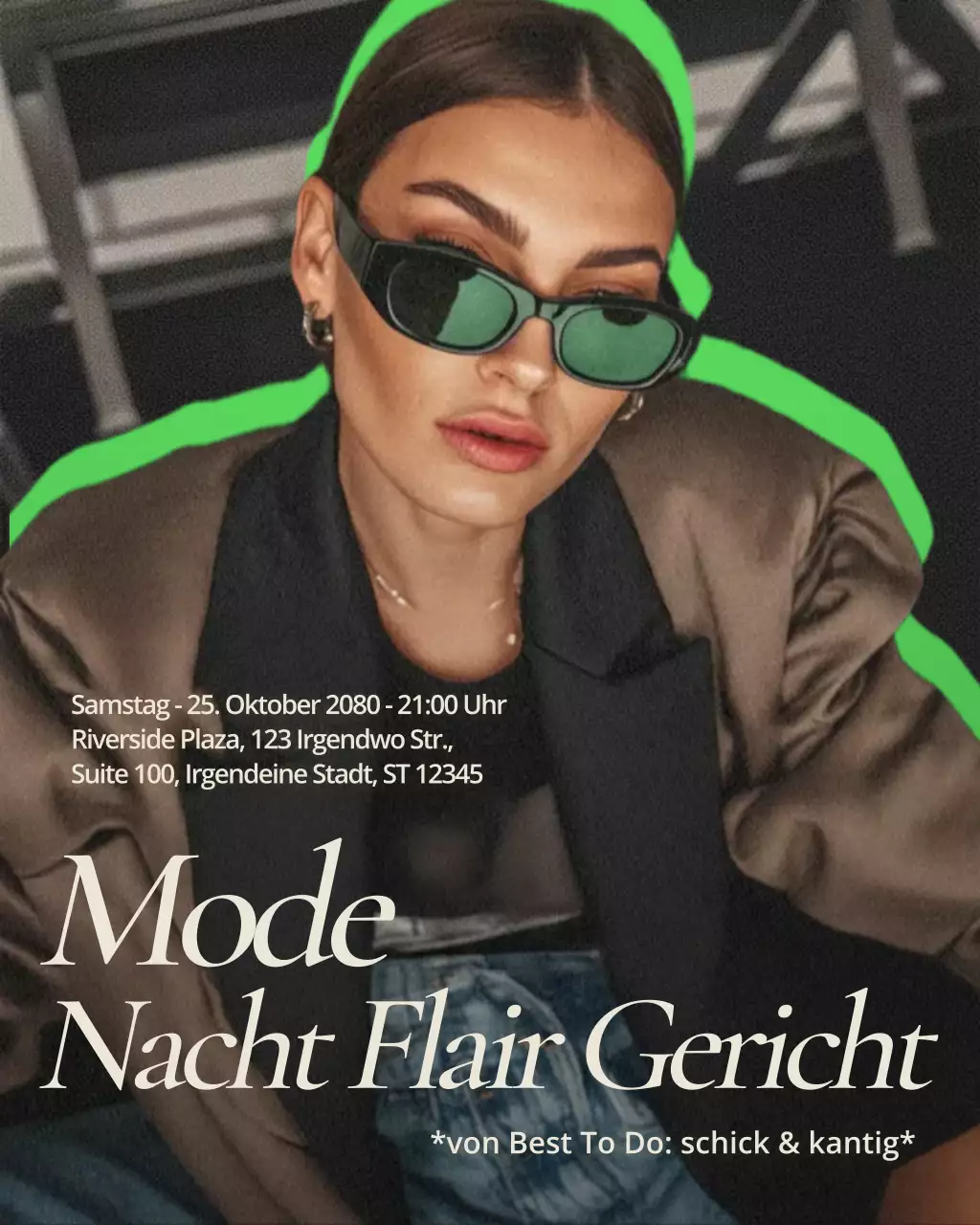 Grüne trendige Mode-Event-Einladung