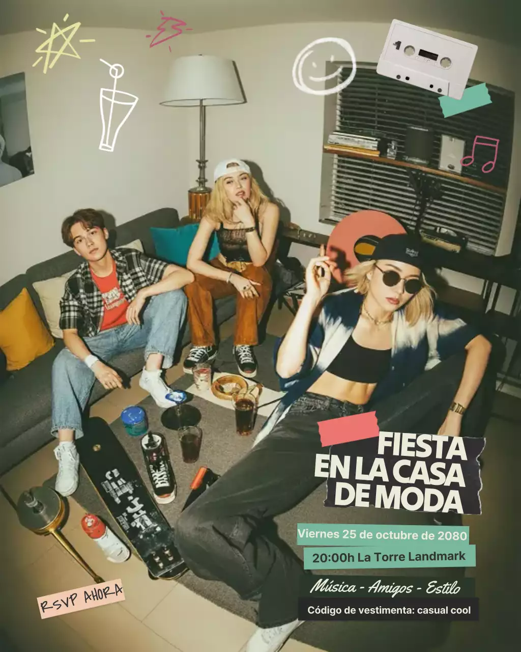 Invitación de fiesta de moda en beige