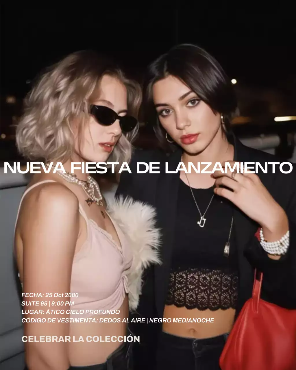 Invitación de moda negra de moda