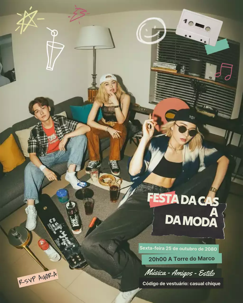 Convite para festa bege moderno