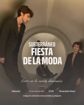 Evento de moda elegante y vanguardista en gris