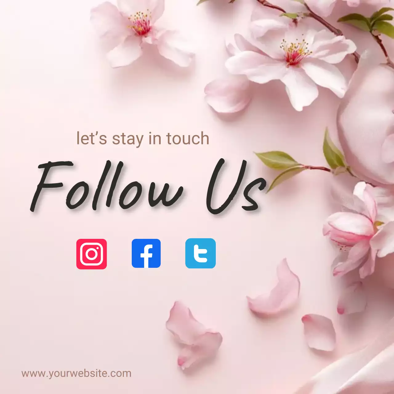 Floral Social Media Banner Follow Us Template for Beauty and Lifestyle Brands