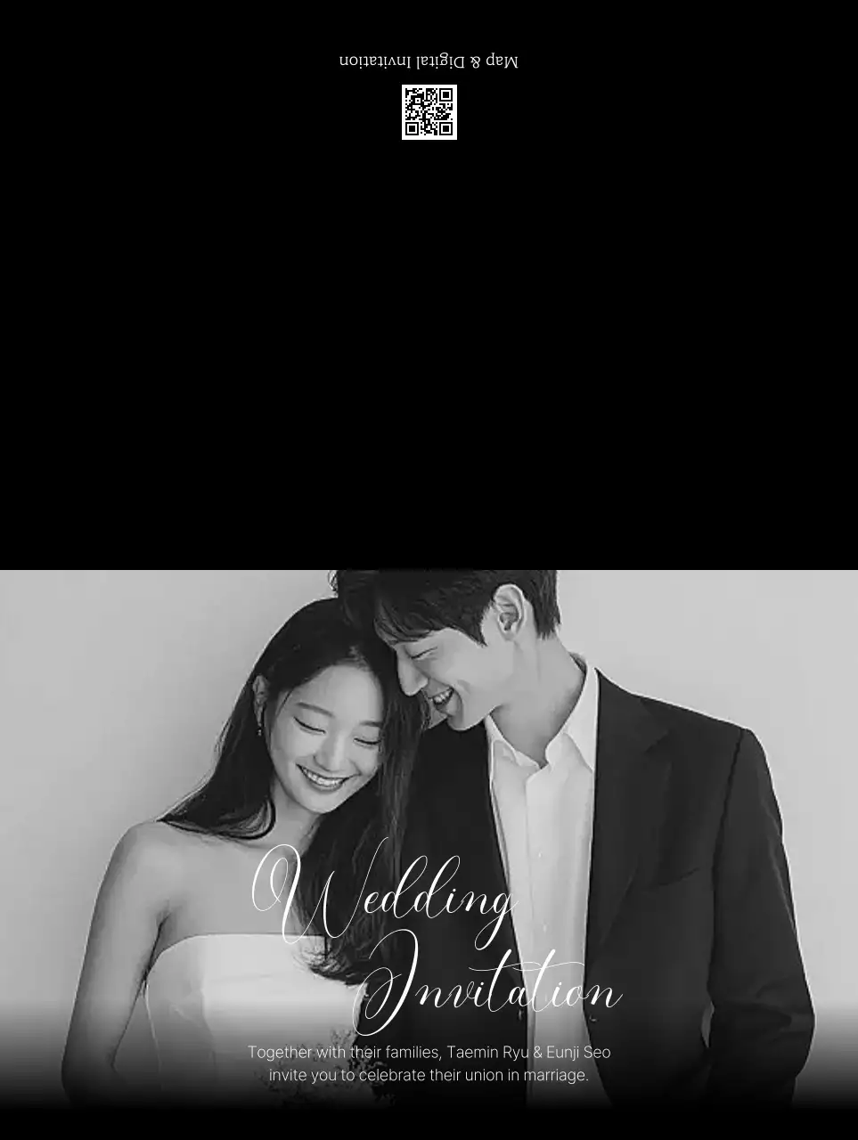 흑백 클래식 결혼 초대장