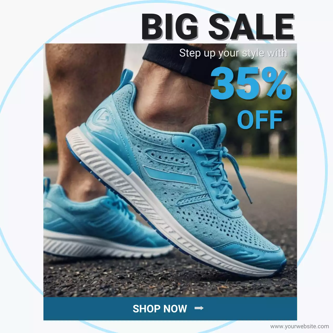 Sport Shoes Sale Banner Running Sneakers Promotion Design 35 Off