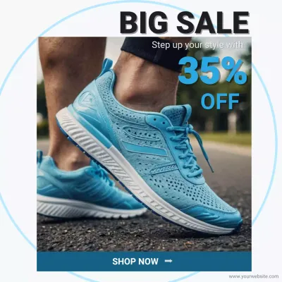 Sport Shoes Sale Banner Running Sneakers Promotion Design 35 Off