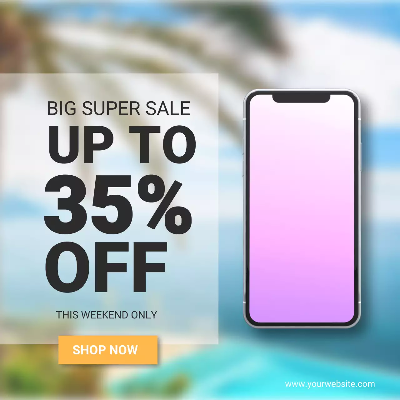 Smartphone Sale Banner Mobile Phone Promotion Design 35 Off