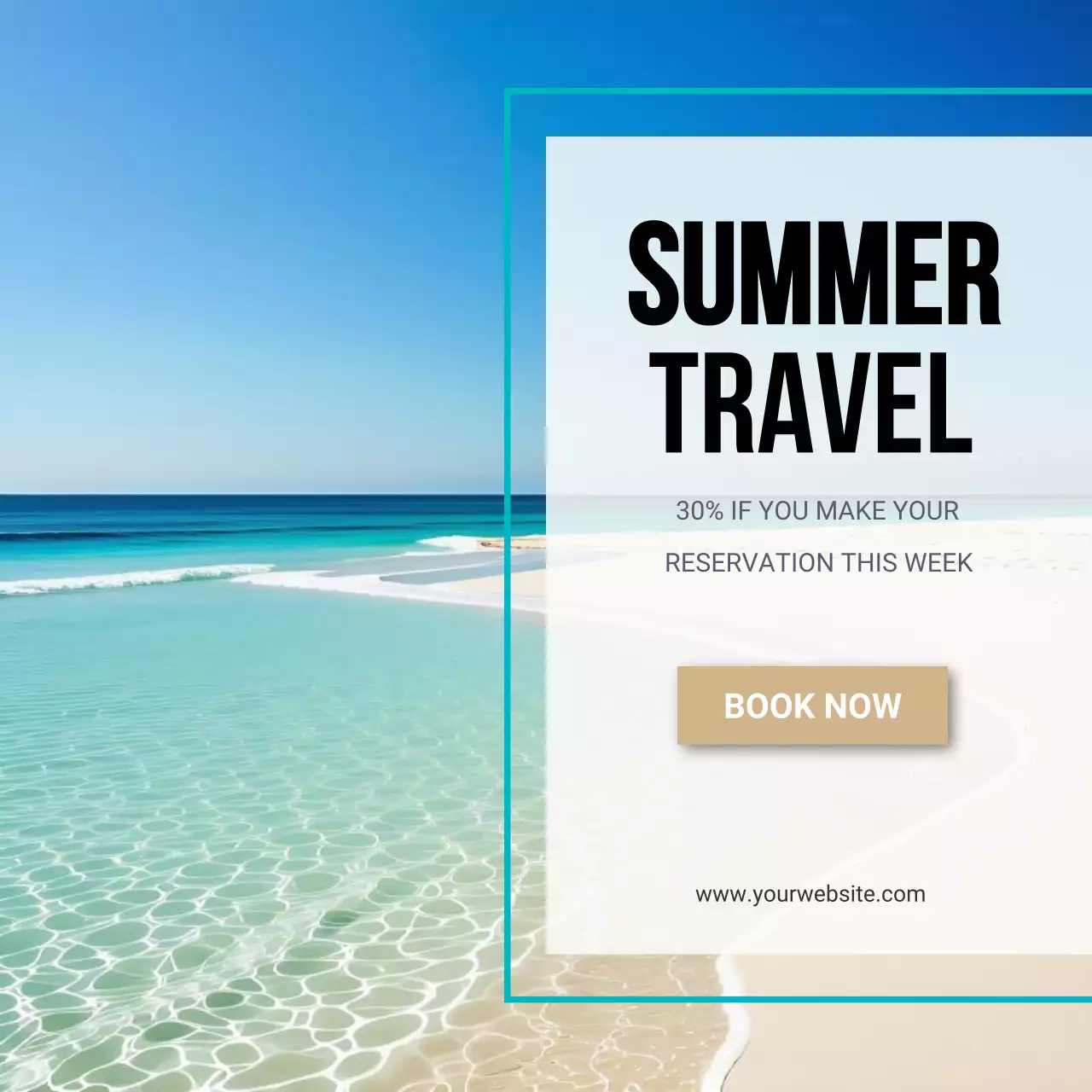 Summer Travel Ad Banner Beach Vacation Promotion Template