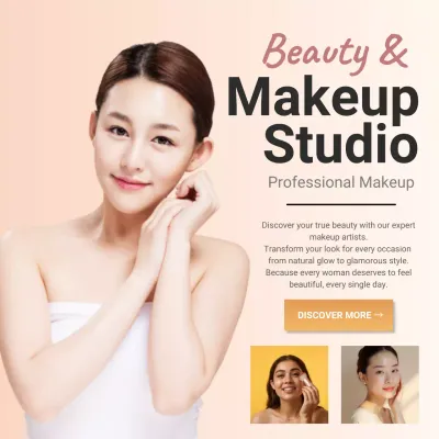 Makeup Studio Banner Beauty Salon Ad Template for Professional Artists
