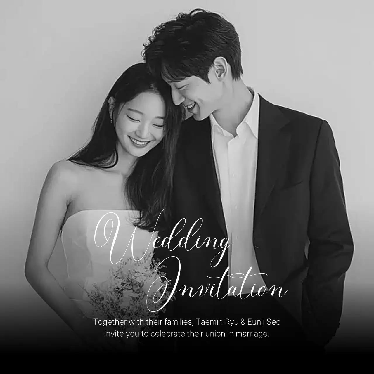 흑백 클래식 결혼 초대장
