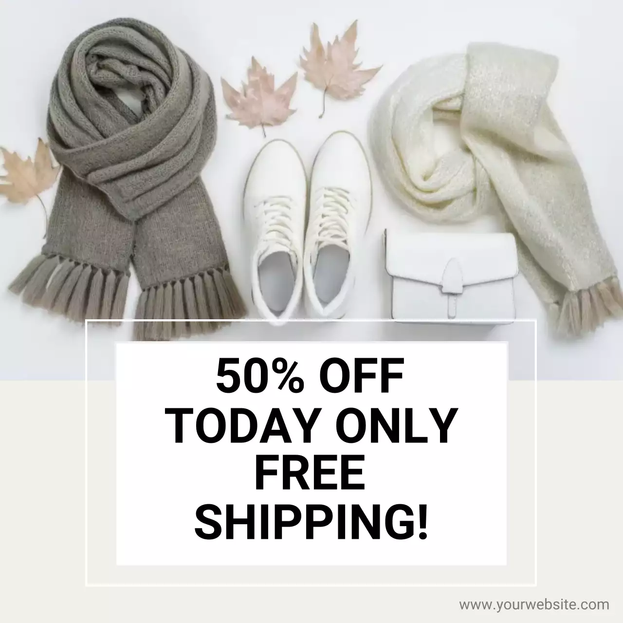 Winter Fashion Sale Banner Clothing Discount Ad Template 50 Off