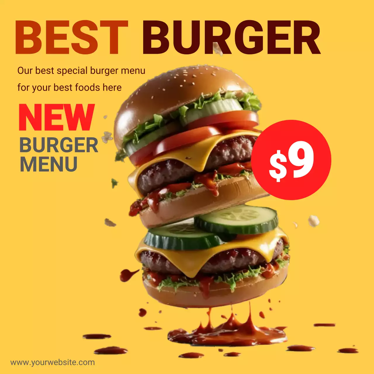 Burger Restaurant Ad Fast Food Promotion Banner for New Menu