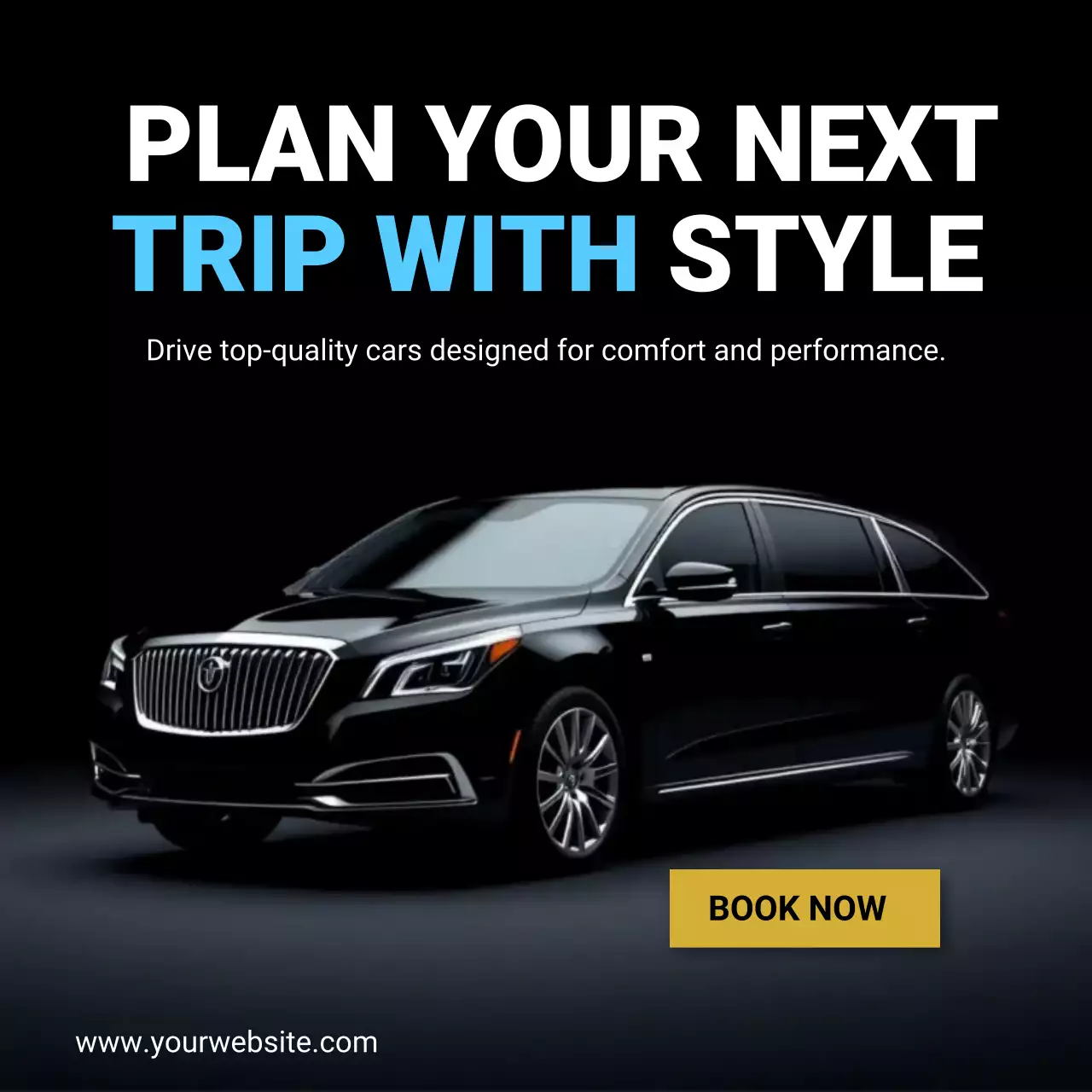 Luxury Travel Ad Banner Black Car Service Promotion Template