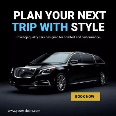 Luxury Travel Ad Banner Black Car Service Promotion Template