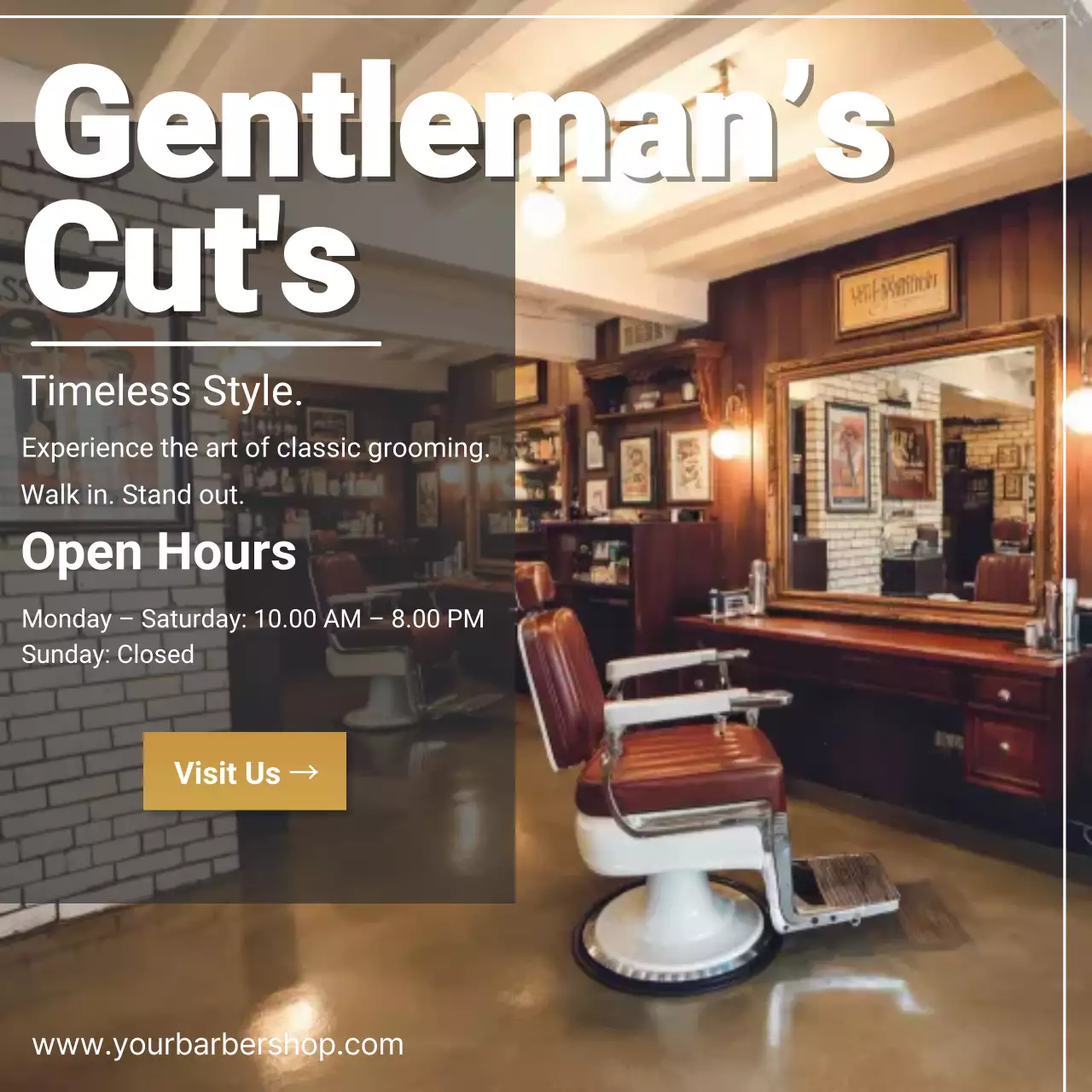 Barber Shop Banner Gentleman Haircut Promotion Template