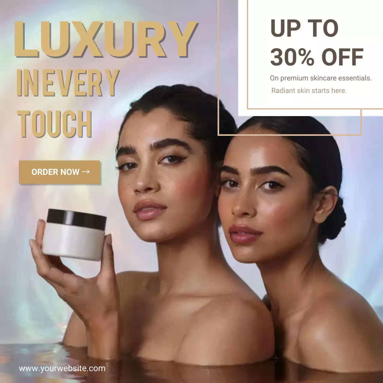 Luxury Beauty Ad Template Skincare and Makeup Promotion Banner 30 Off