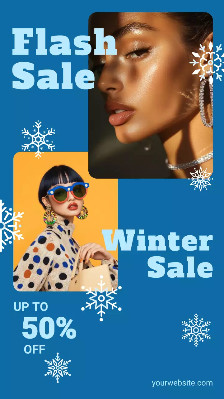 Flash sale and winter sale promotion poster