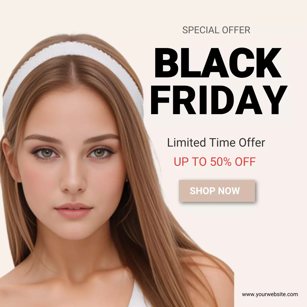 Black Friday Sale Banner Beauty and Fashion Ad Template Up to 50 Off
