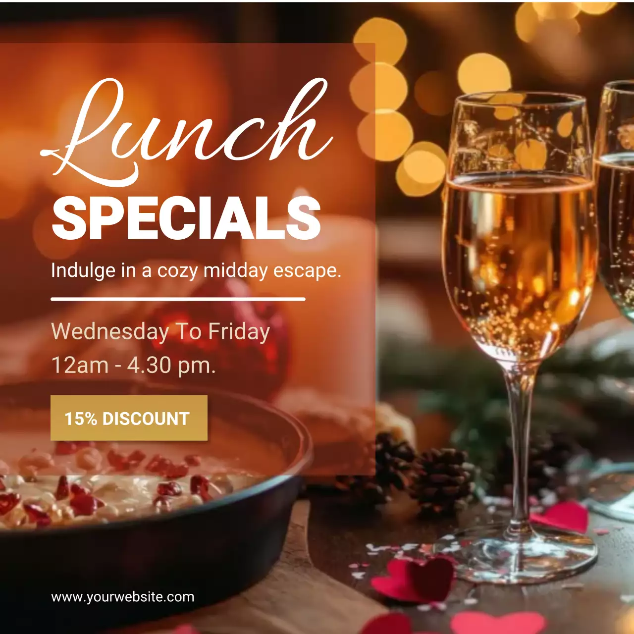 Restaurant Promotion Banner Lunch Specials Ad Template for Fine Dining