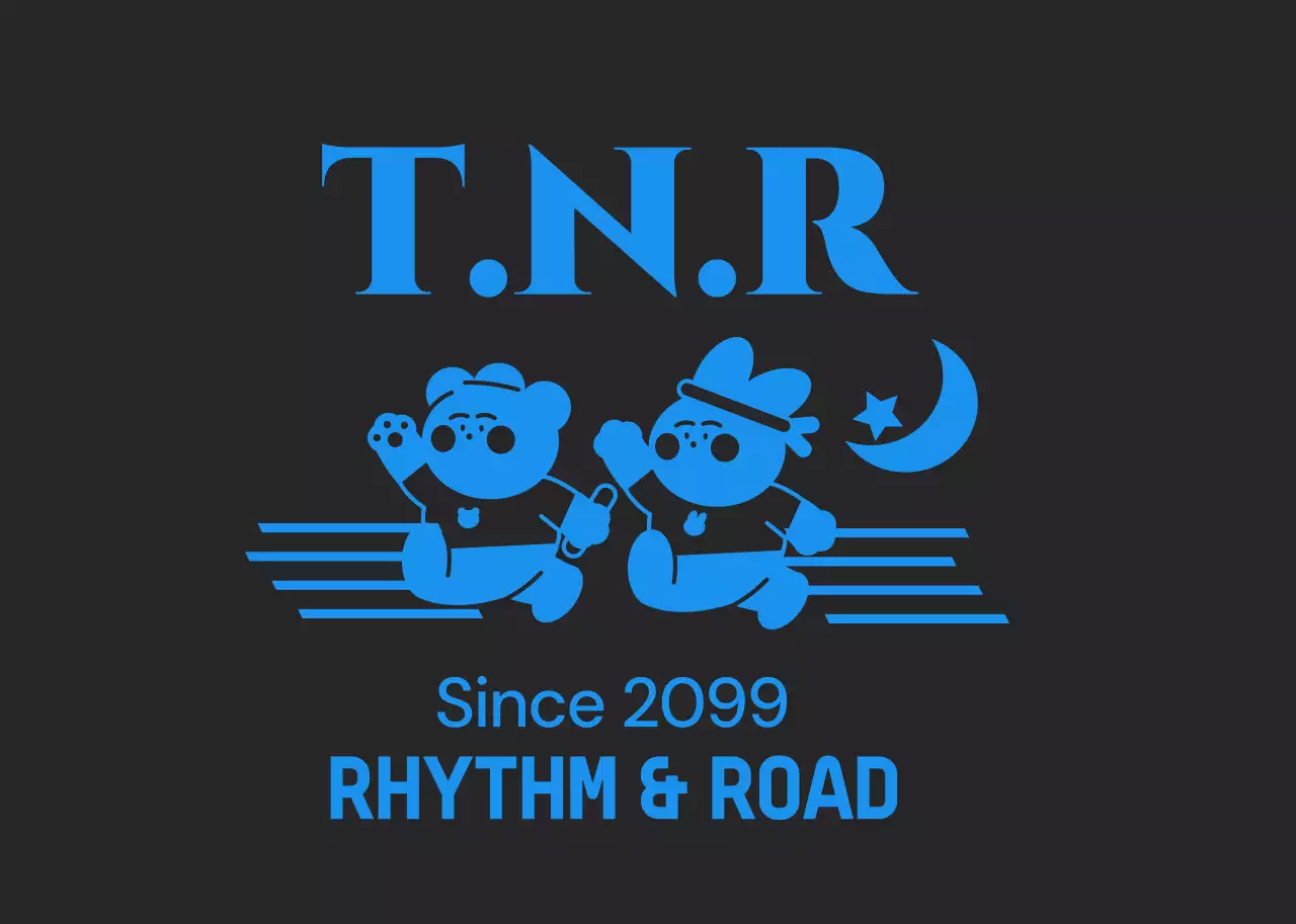 青 ポップ キャラクター ロゴ ランニング