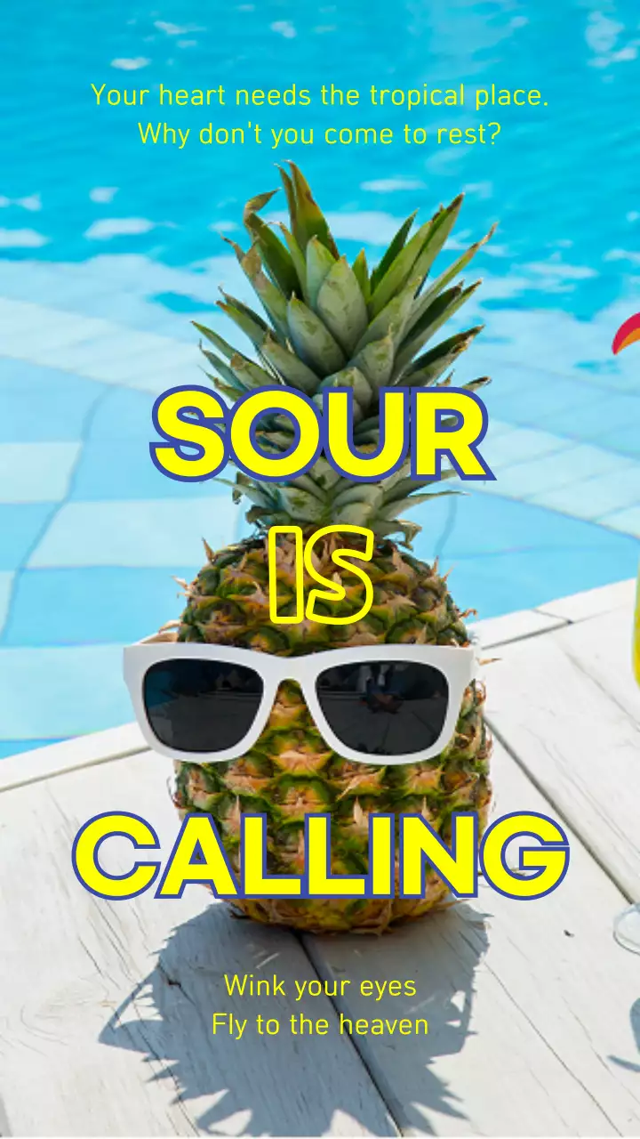 Tropical Summer Poster Fun Fruit Design Template for Vacation or Juice Bar Ad