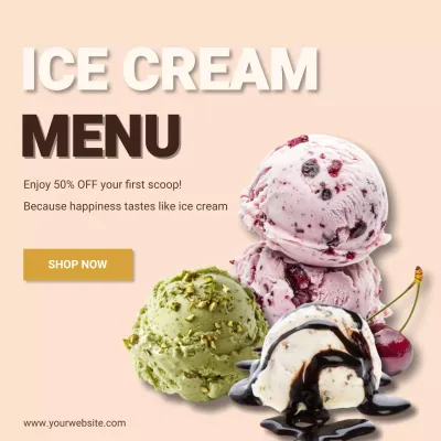 Ice Cream Menu Banner Dessert Promotion Template for Cafe or Restaurant