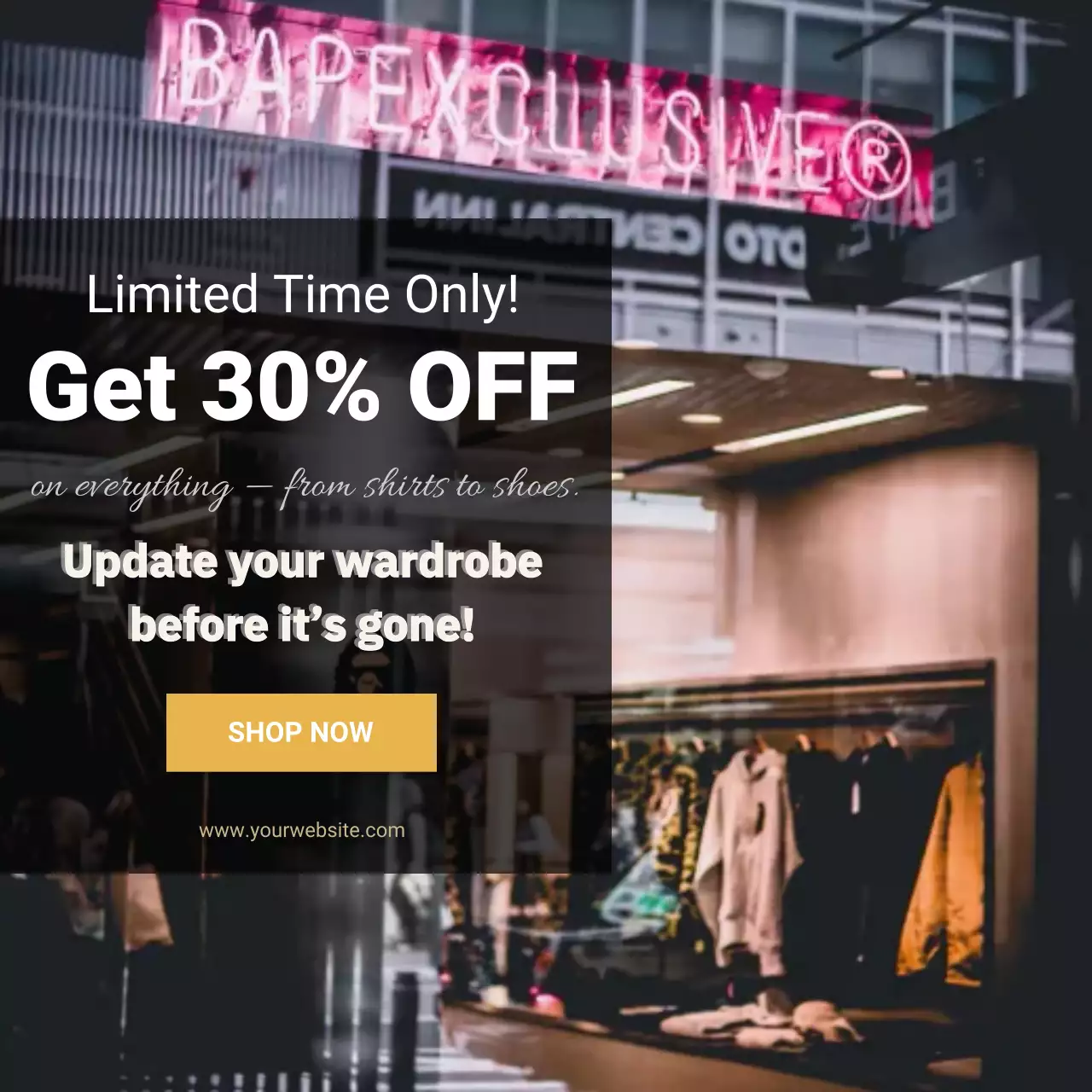 Fashion Store Sale Banner Clothing Shop Promotion Template 30 Off