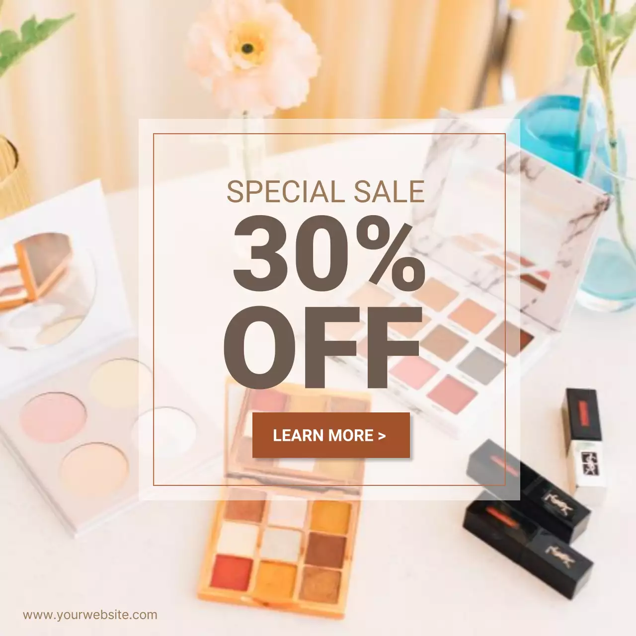 Cosmetic Sale Banner Makeup Product Promotion Template 30 Off