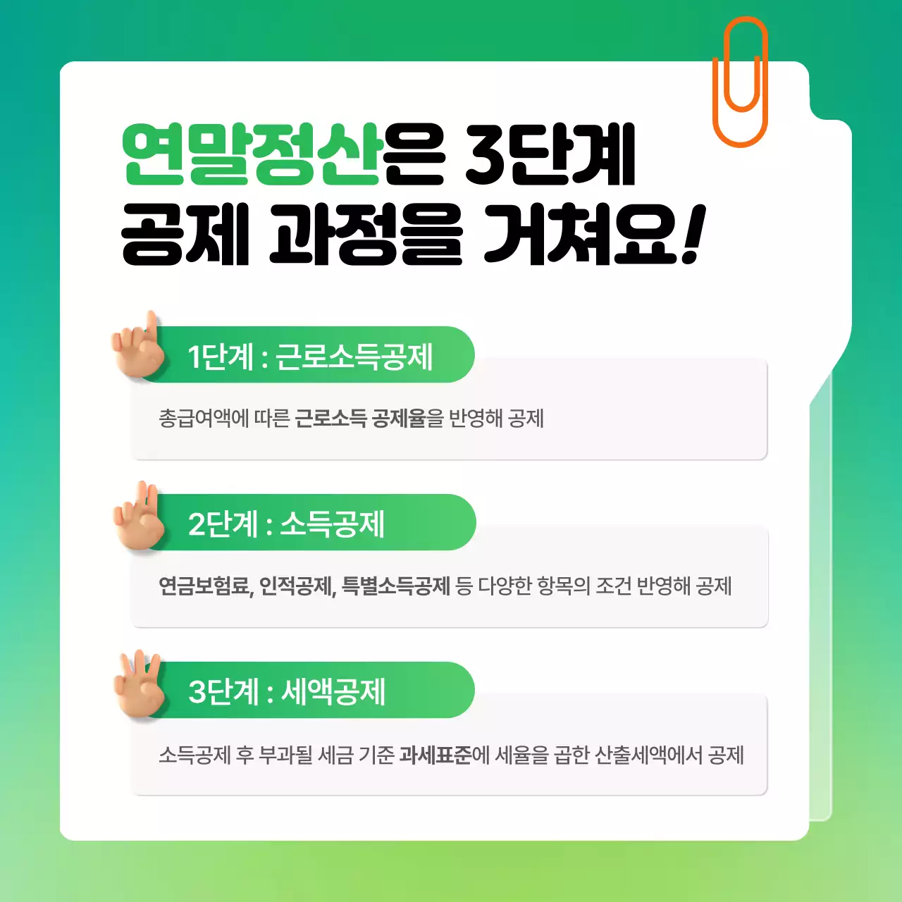 초록색 배경의 모던한 회계 연말정산 설명