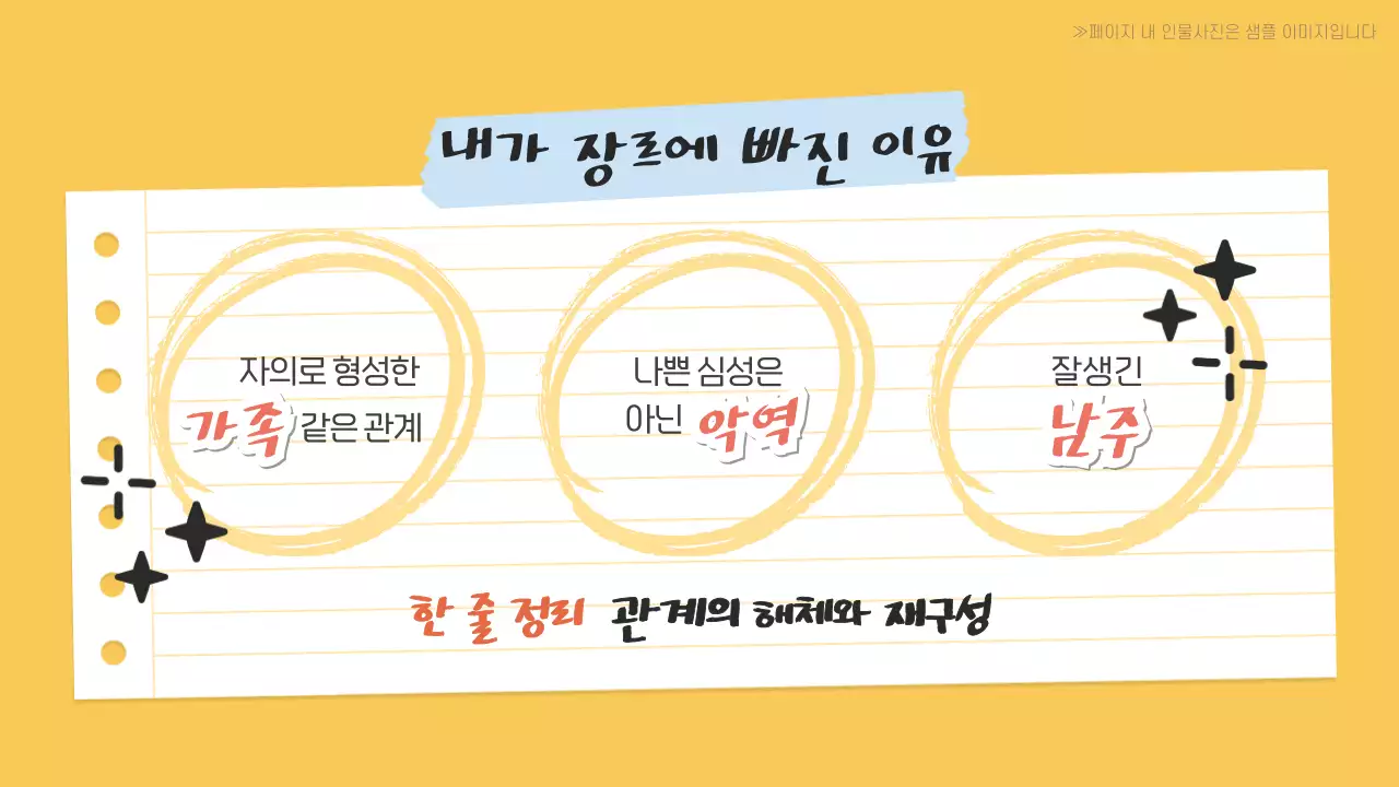 노랑 배경의 다꾸스타일의 키치한 장르영업