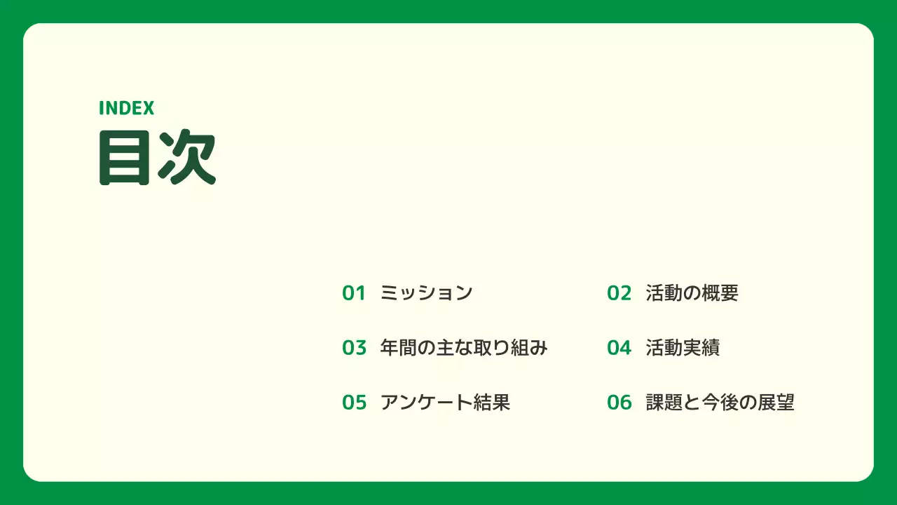 緑 シンプル 環境 報告書 プレゼンテーション