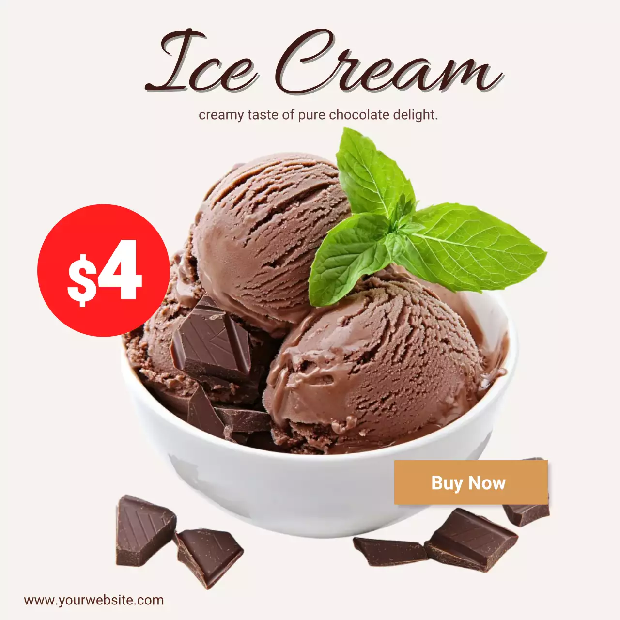 Chocolate Ice Cream Banner Sweet Dessert Ad Template for Food Promotion