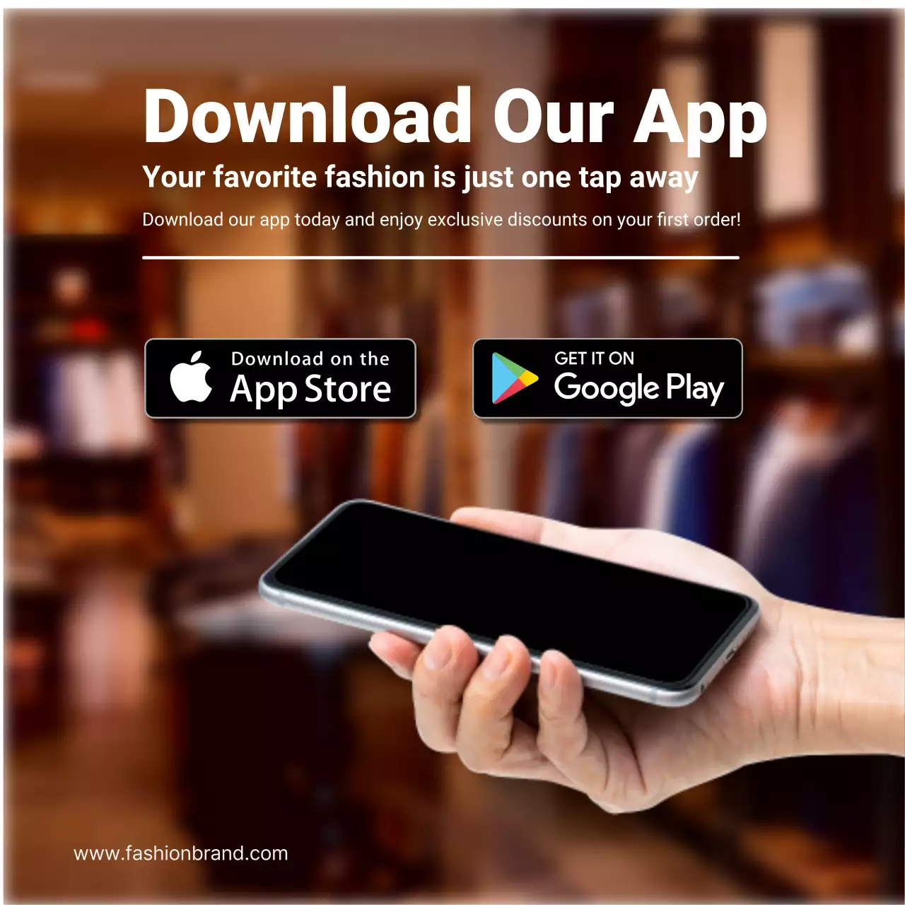 Mobile App Promotion Banner Download Ad Template for Fashion or Shopping App