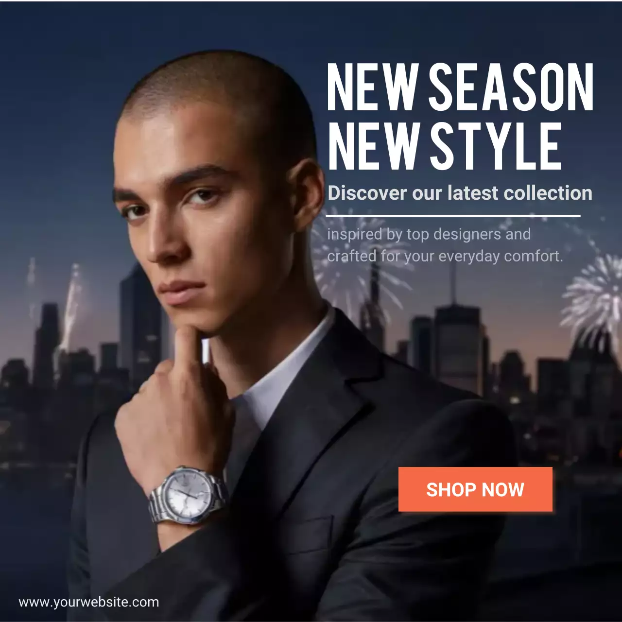 Men Fashion Banner New Season Style Promotion Template for Modern Brand