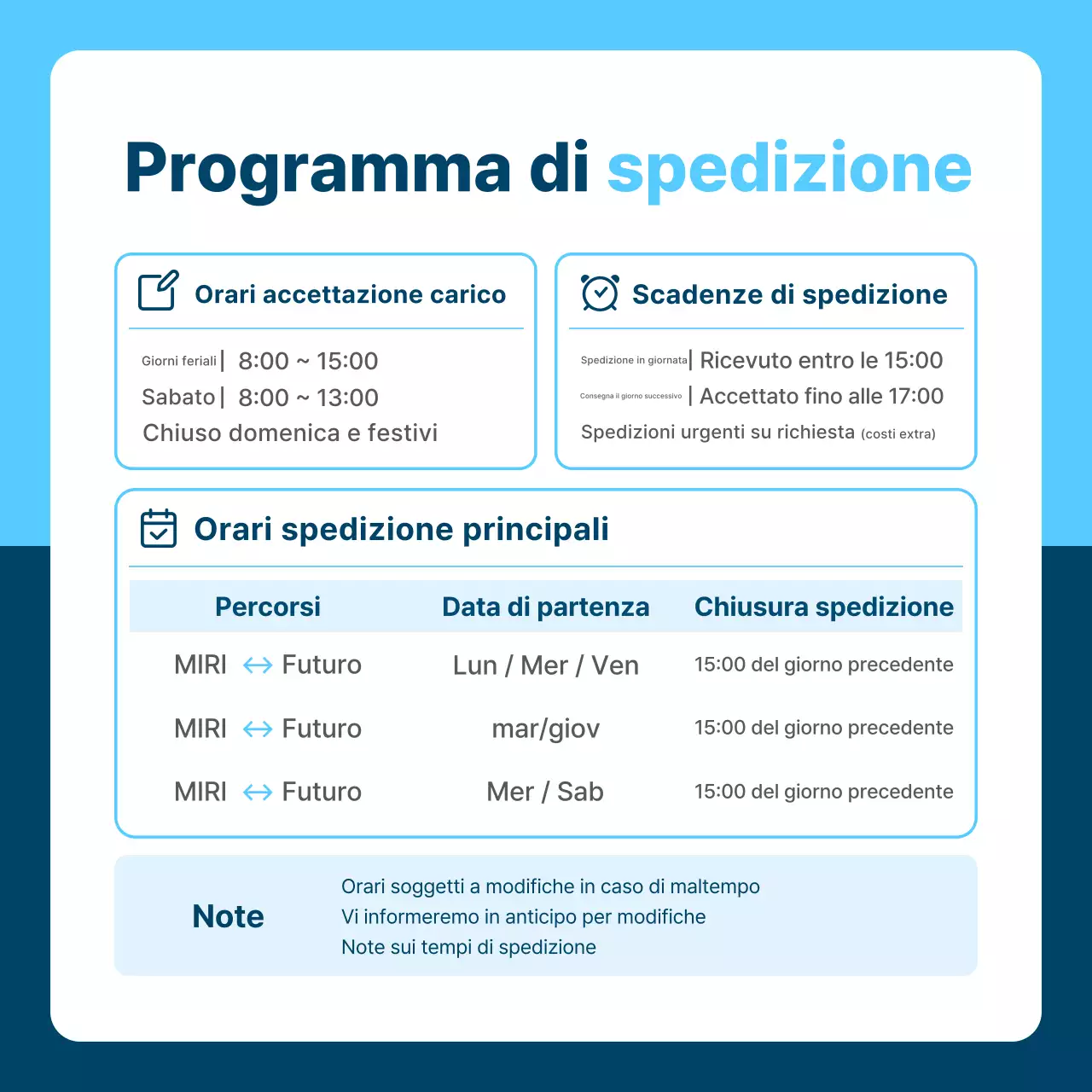 Guida al programma ordinato color azzurro cielo