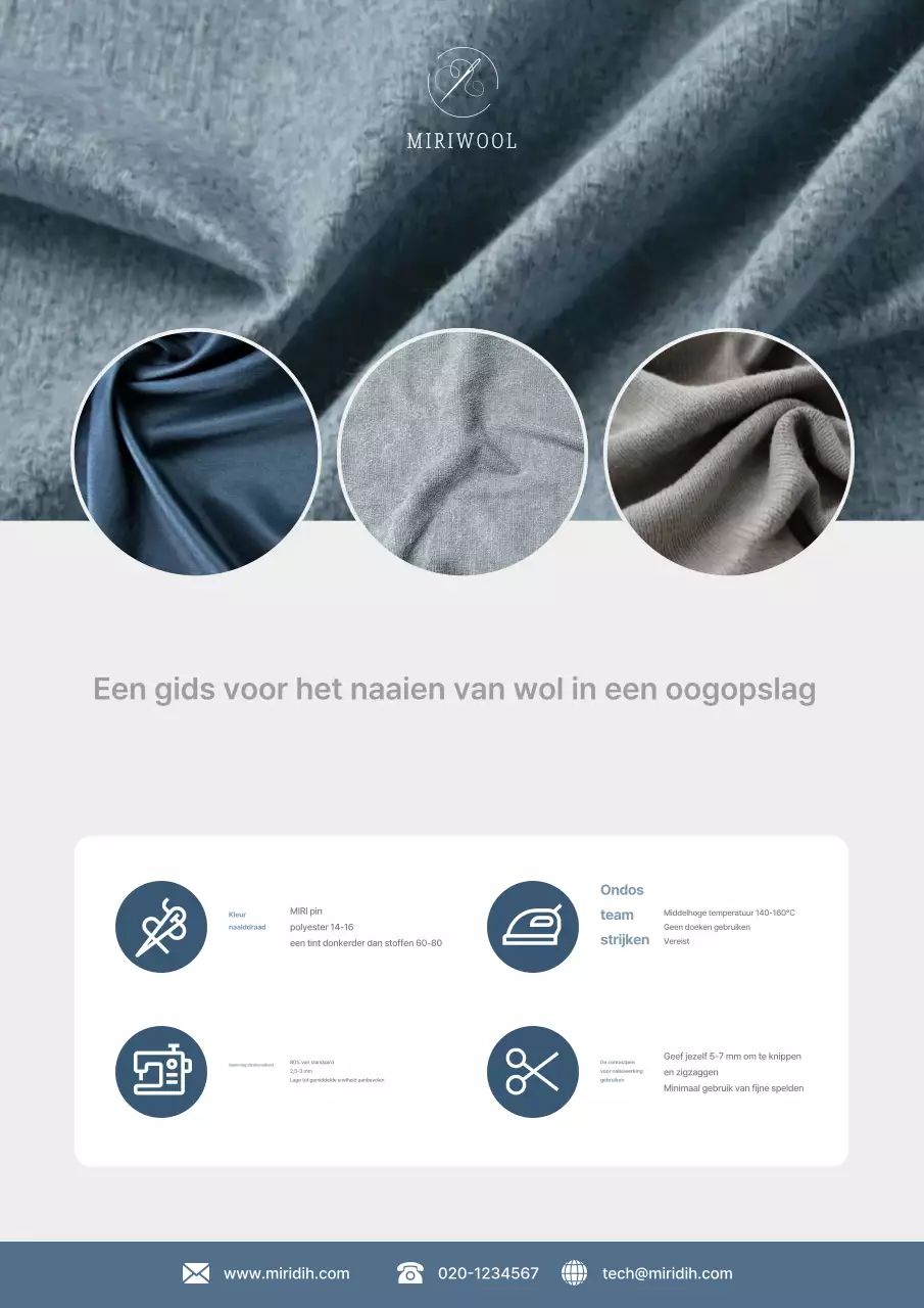 Beschrijving van de verwerkingshandleiding voor grijze, nette wollen stoffen