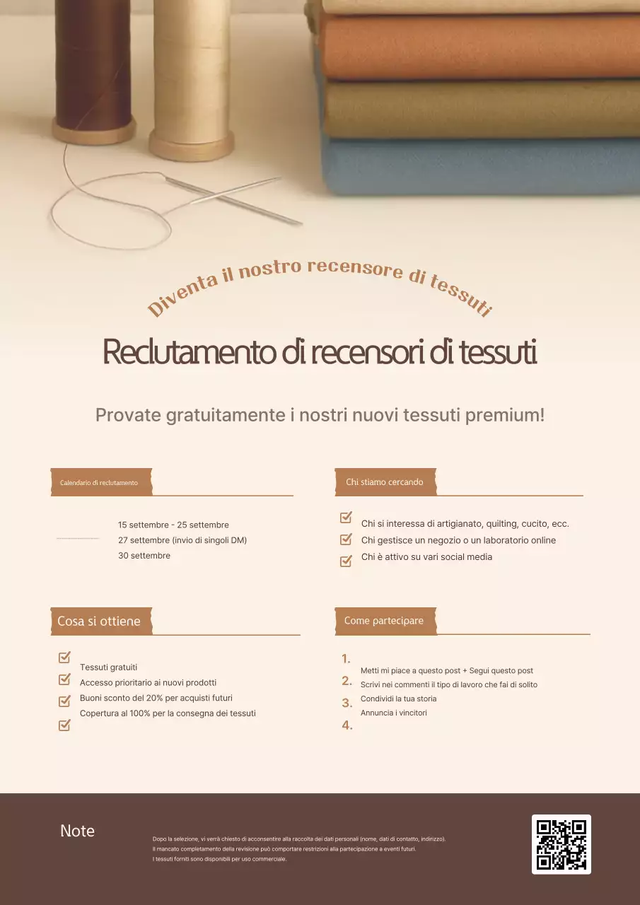 Gruppo di reclutamento per l'esperienza in tessuto moderno beige