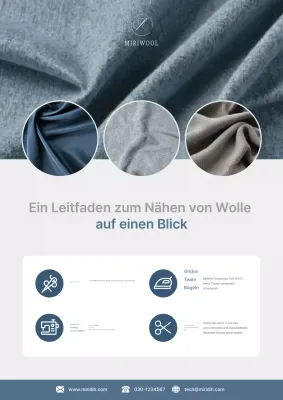 Beschreibung der Verarbeitungsanleitung für grauen, ordentlichen Wollstoff