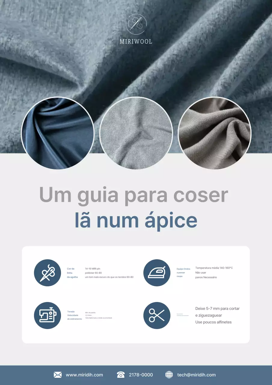 Descrição do guia de processamento de tecido de lã pura cinza