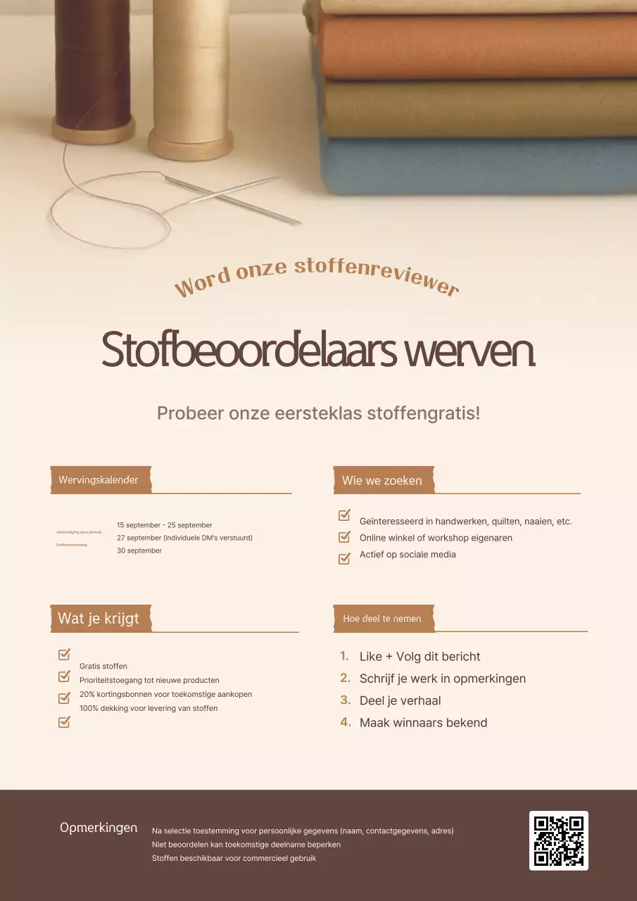 Beige Modern Fabric Experience Group Recruitment