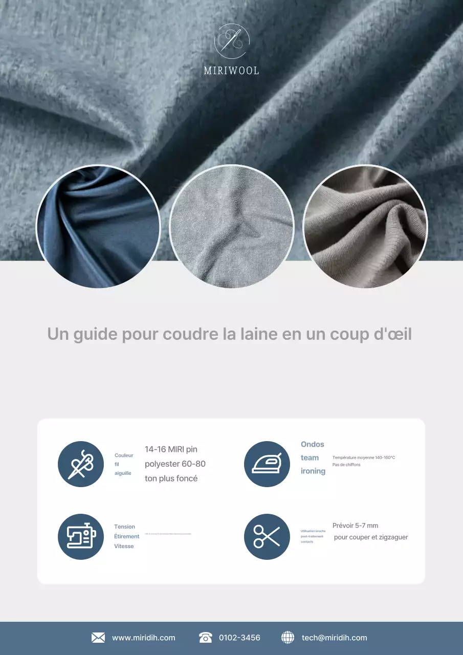 Guide de traitement du tissu en laine grise soignée Description